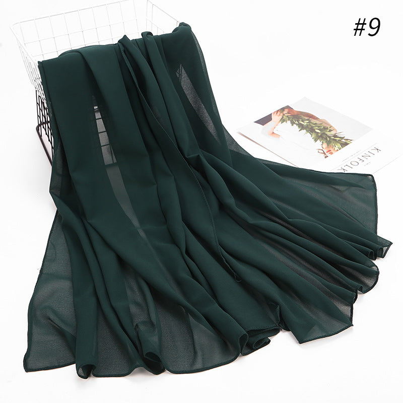 Monochrome Pearl Chiffon Hijab Scarf – Elegant Wrap