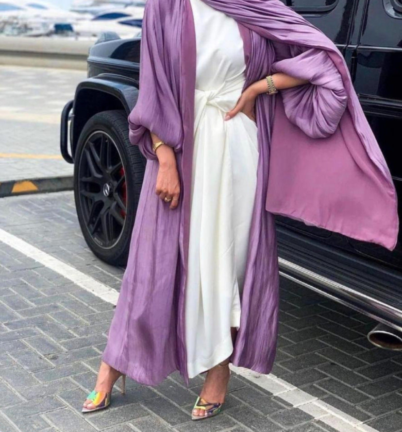 Puff-Sleeve Satin Abaya – Celebrate in Style
