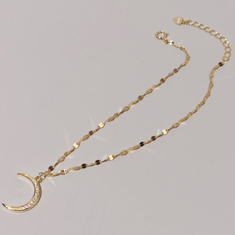 Moon Charm Gold Plated Anklet – Women’s Light Luxury