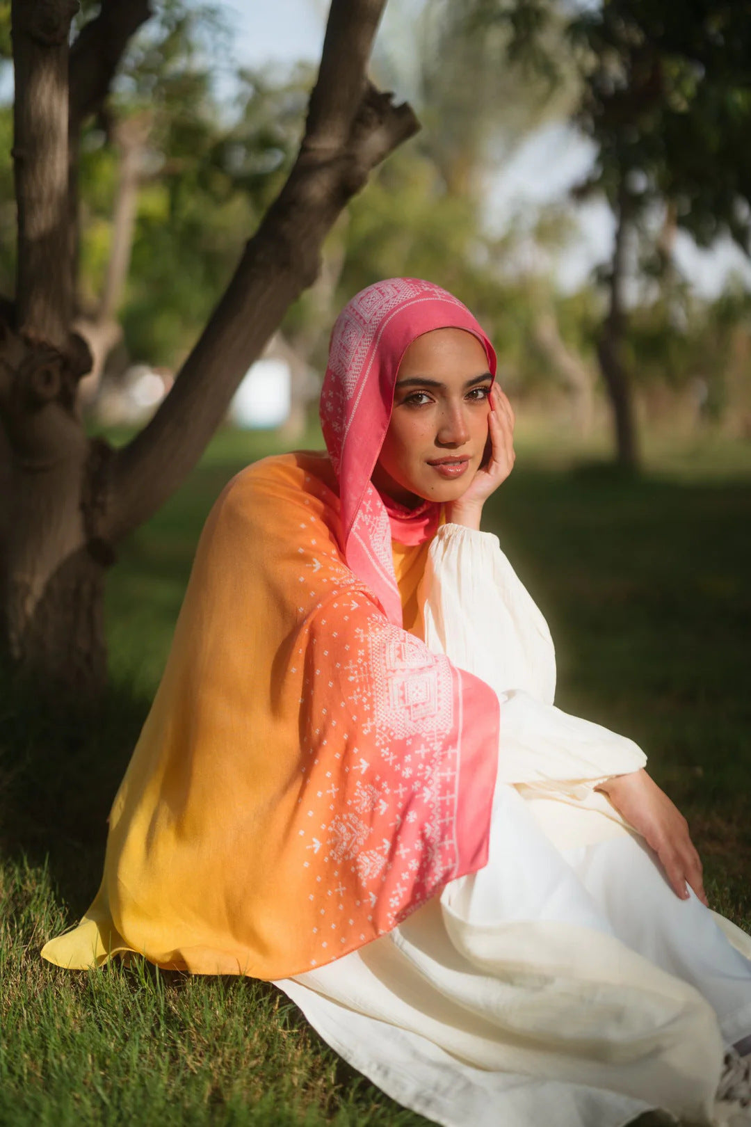 Elegant Satin Printed Hijab Shawl – Chic and Modest