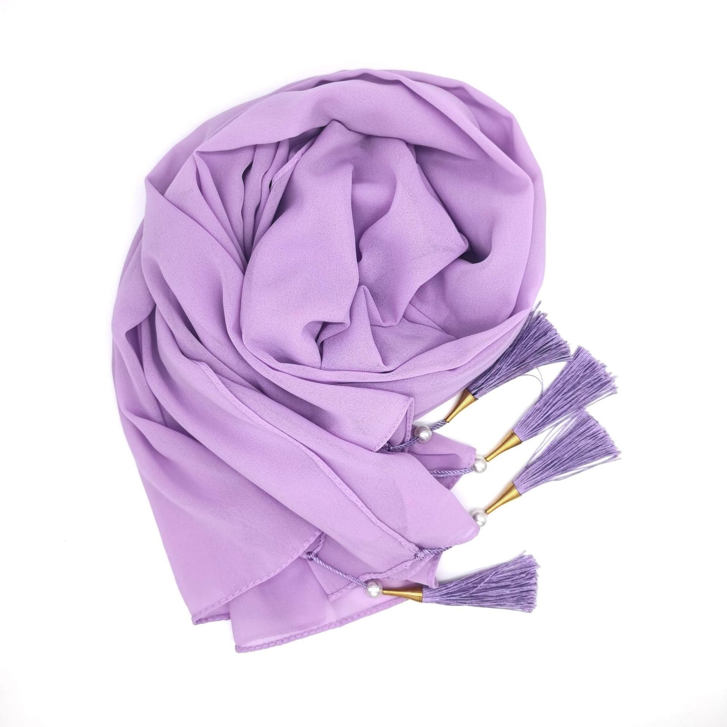 Soft Hijab Scarf with Four Tassel Corners – Everyday Chic