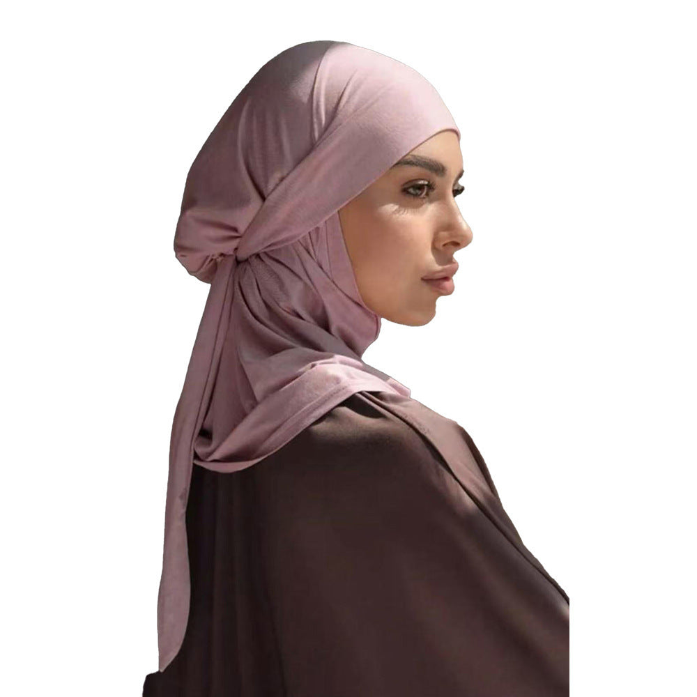 Convenient Strap Headscarf & Scarf Suit – Solid Colour