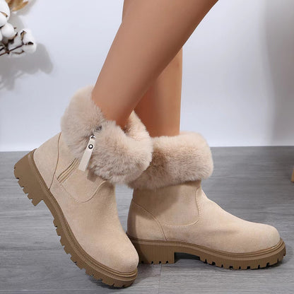 Warm Plush Side-Zipper Snow Boots – Cozy Winter Outdoor Style