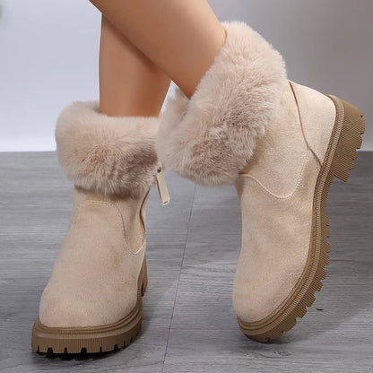 Warm Plush Side-Zipper Snow Boots – Cozy Winter Outdoor Style
