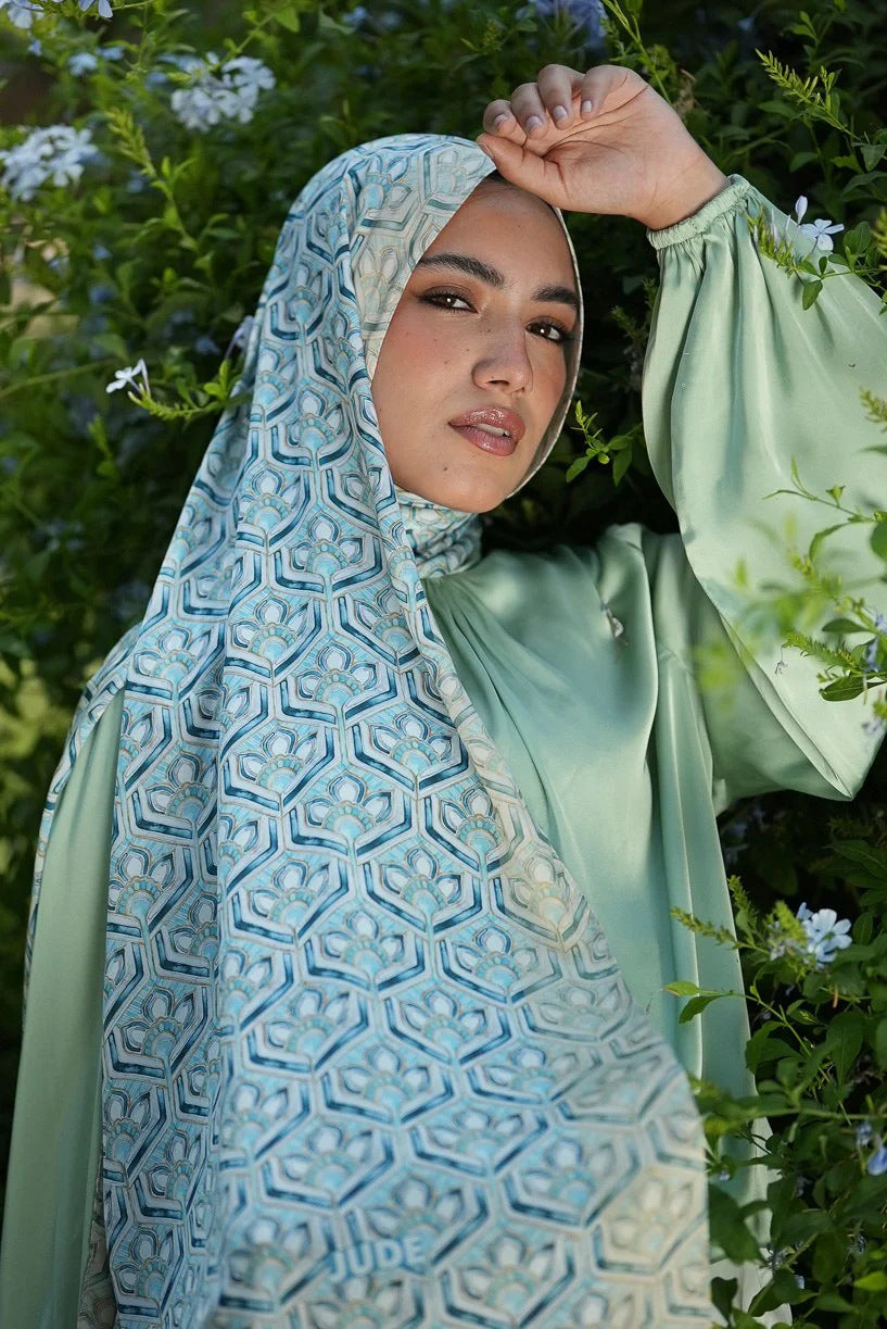 Elegant Satin Printed Hijab Shawl – Chic and Modest