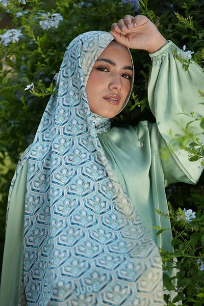 Elegant Satin Printed Hijab Shawl – Chic and Modest