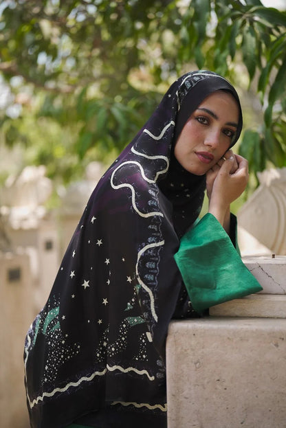 Elegant Satin Printed Hijab Shawl – Chic and Modest
