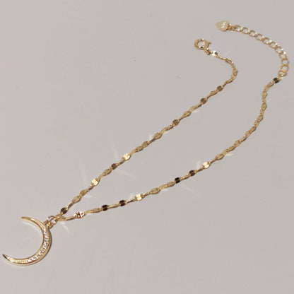 Moon Charm Gold Plated Anklet – Women’s Light Luxury
