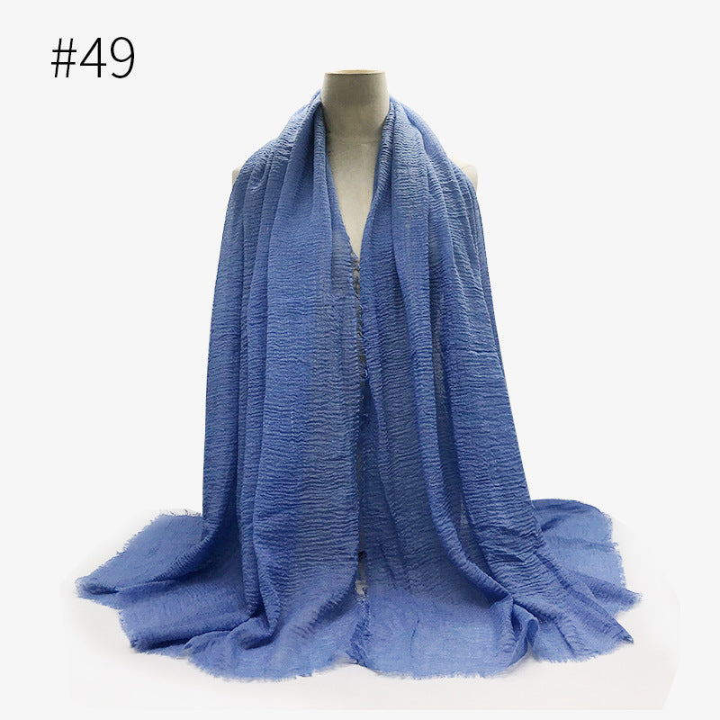 Bubble Plain Cotton Fringed Hijab Wrap – Modest & Soft