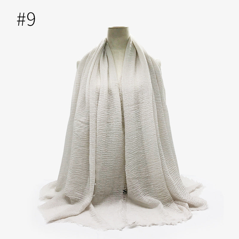 Bubble Plain Cotton Fringed Hijab Wrap – Modest & Soft