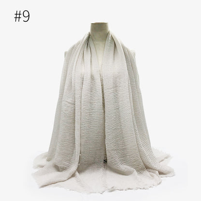 Bubble Plain Cotton Fringed Hijab Wrap – Modest & Soft