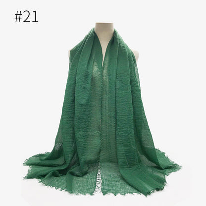 Bubble Plain Cotton Fringed Hijab Wrap – Modest & Soft