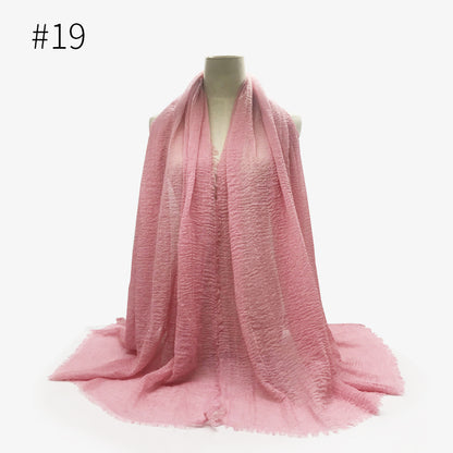 Bubble Plain Cotton Fringed Hijab Wrap – Modest & Soft