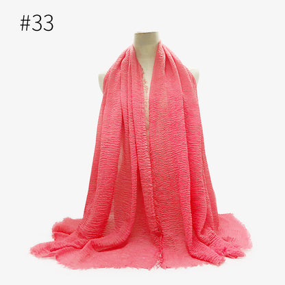 Bubble Plain Cotton Fringed Hijab Wrap – Modest & Soft