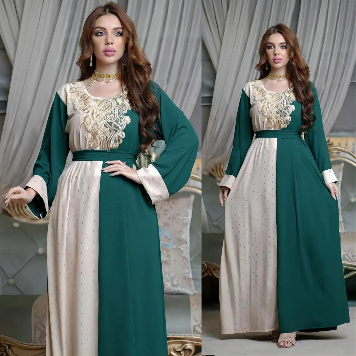 Flowing Tunic Robe Dress with Embroidery – Modesty Meets Style