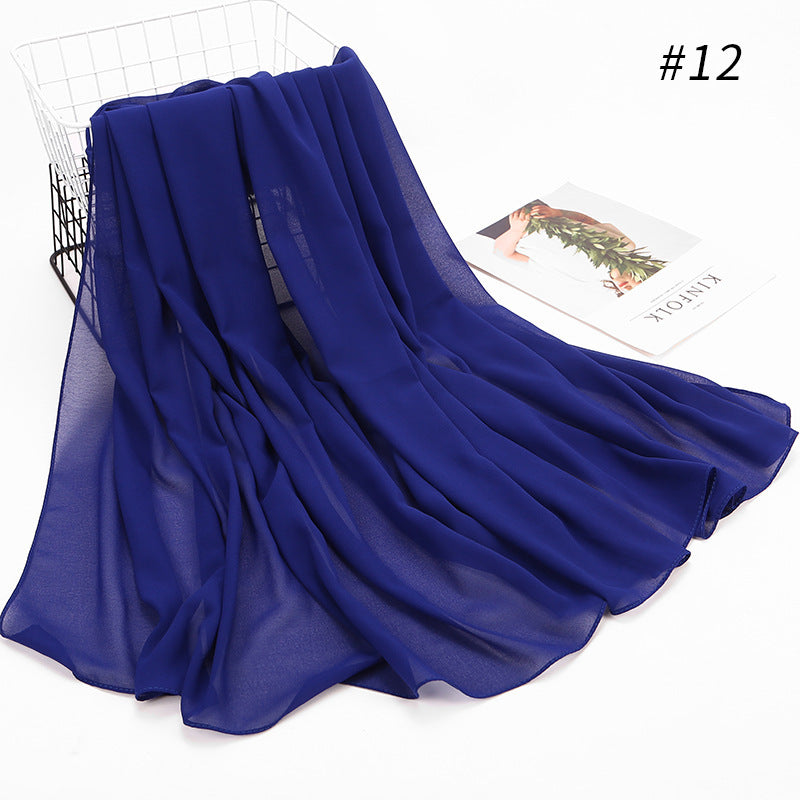 Monochrome Pearl Chiffon Hijab Scarf – Elegant Wrap