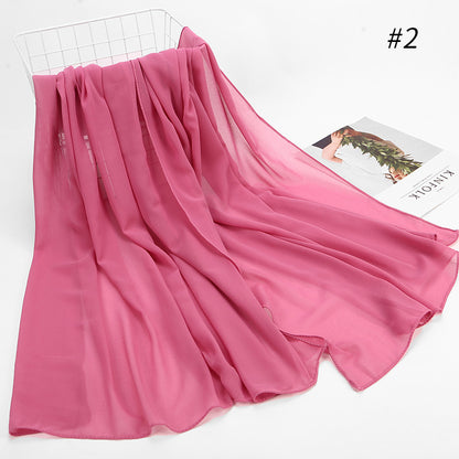 Monochrome Pearl Chiffon Hijab Scarf – Elegant Wrap