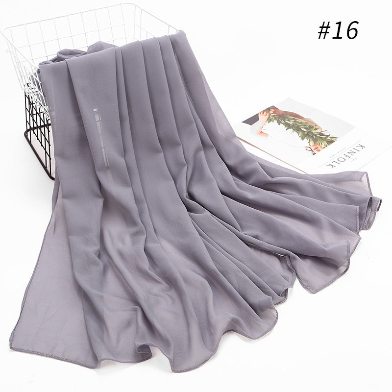 Monochrome Pearl Chiffon Hijab Scarf – Elegant Wrap