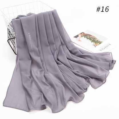 Monochrome Pearl Chiffon Hijab Scarf – Elegant Wrap