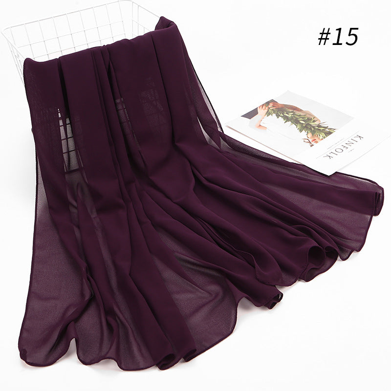 Monochrome Pearl Chiffon Hijab Scarf – Elegant Wrap