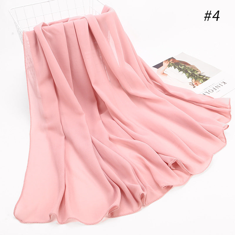 Monochrome Pearl Chiffon Hijab Scarf – Elegant Wrap