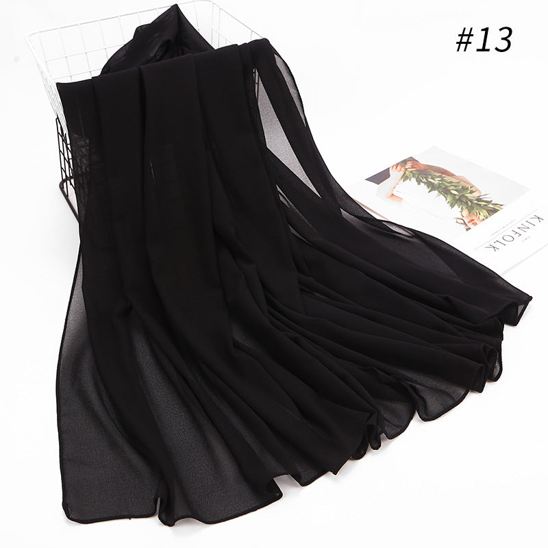 Monochrome Pearl Chiffon Hijab Scarf – Elegant Wrap