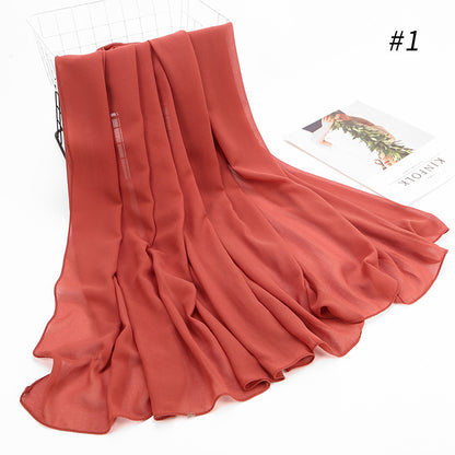 Monochrome Pearl Chiffon Hijab Scarf – Elegant Wrap