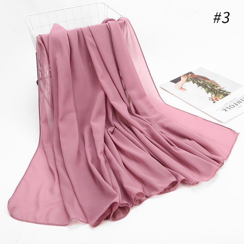 Monochrome Pearl Chiffon Hijab Scarf – Elegant Wrap