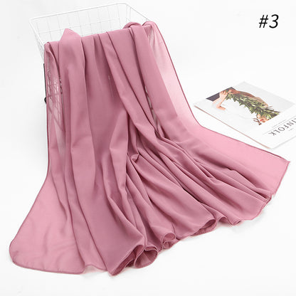 Monochrome Pearl Chiffon Hijab Scarf – Elegant Wrap