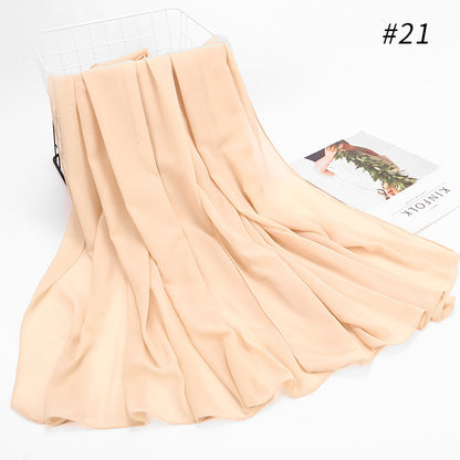 Monochrome Pearl Chiffon Hijab Scarf – Elegant Wrap