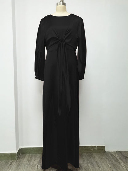 Dubai-Style Satin Kaftan Abaya – Modest Glamour for Women