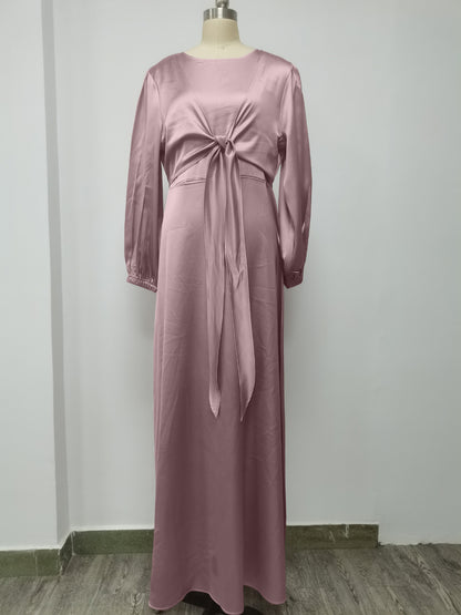 Dubai-Style Satin Kaftan Abaya – Modest Glamour for Women