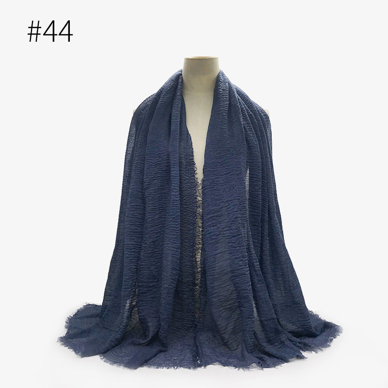 Bubble Plain Cotton Fringed Hijab Wrap – Modest & Soft