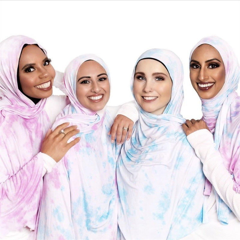 Tie-Dye Cotton-Modal Hijab Shawl – Stylish & Soft Wrap
