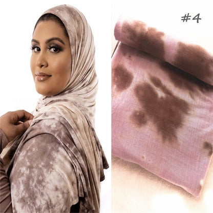 Tie-Dye Cotton-Modal Hijab Shawl – Stylish & Soft Wrap