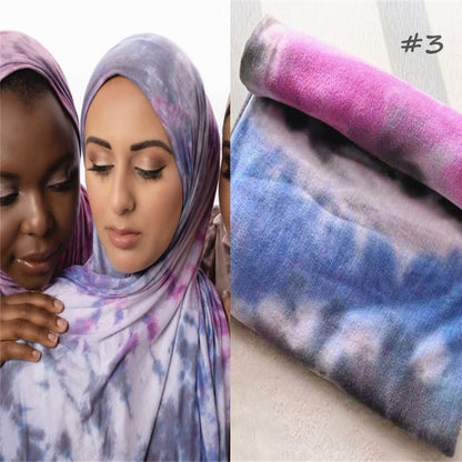 Tie-Dye Cotton-Modal Hijab Shawl – Stylish & Soft Wrap