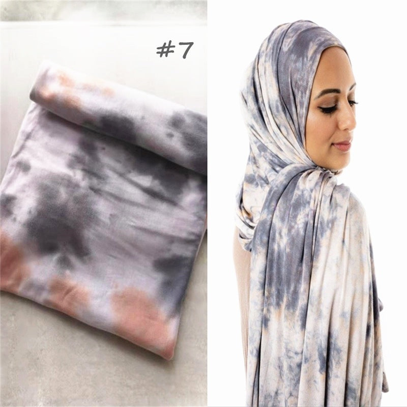 Tie-Dye Cotton-Modal Hijab Shawl – Stylish & Soft Wrap