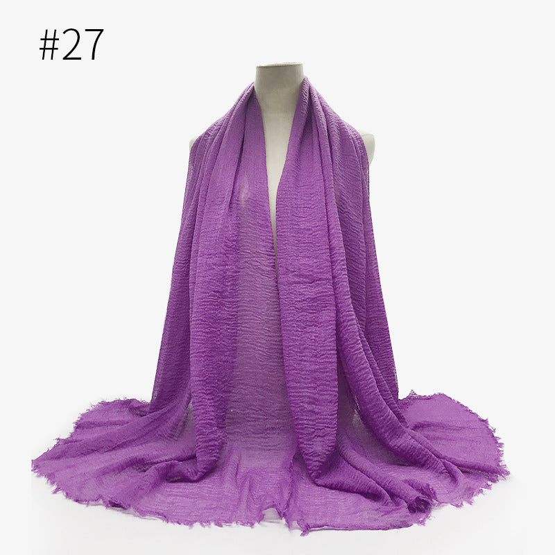 Bubble Plain Cotton Fringed Hijab Wrap – Modest & Soft