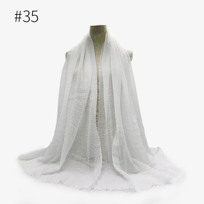 Bubble Plain Cotton Fringed Hijab Wrap – Modest & Soft