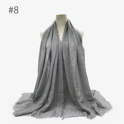 Bubble Plain Cotton Fringed Hijab Wrap – Modest & Soft