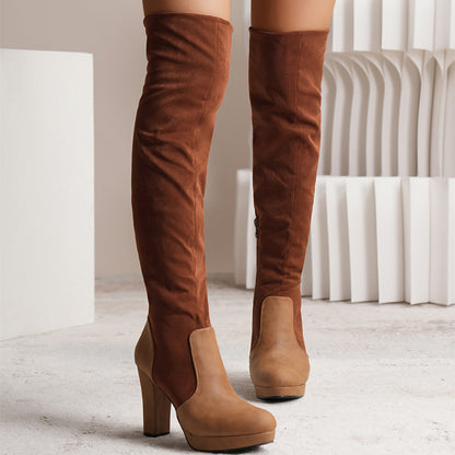 Suede Over-the-Knee Low‐Heel Boots – Elegant Length for Her