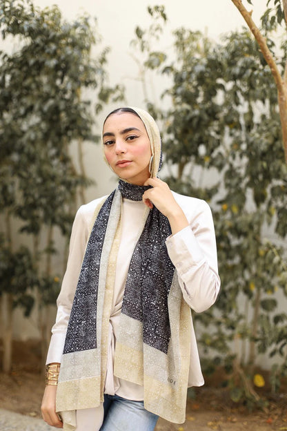 Elegant Satin Printed Hijab Shawl – Chic and Modest
