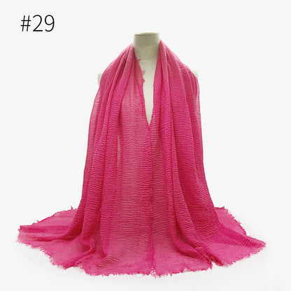 Bubble Plain Cotton Fringed Hijab Wrap – Modest & Soft