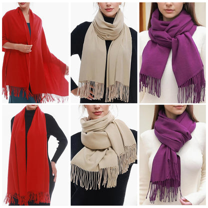 Solid Colour Tassel Scarf – Soft Wrap, Modest Chic