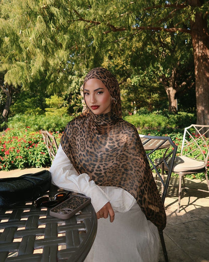 Elegant Satin Printed Hijab Shawl – Chic and Modest