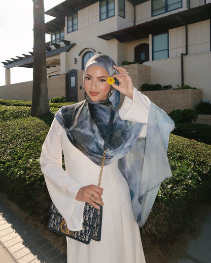 Elegant Satin Printed Hijab Shawl – Chic and Modest