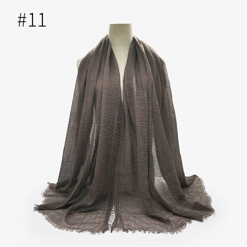 Bubble Plain Cotton Fringed Hijab Wrap – Modest & Soft