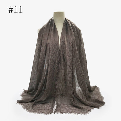 Bubble Plain Cotton Fringed Hijab Wrap – Modest & Soft