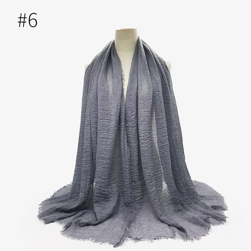 Bubble Plain Cotton Fringed Hijab Wrap – Modest & Soft