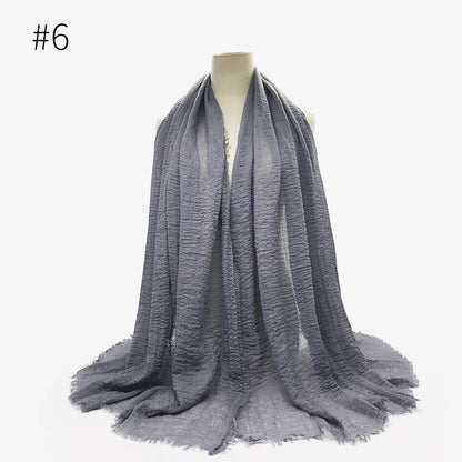 Bubble Plain Cotton Fringed Hijab Wrap – Modest & Soft